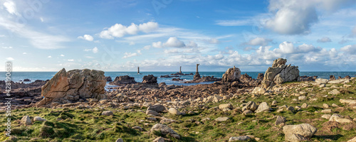 French coast lighthouses, The Phare de Nividic lighthouse on Ouessant in Brittany, France
