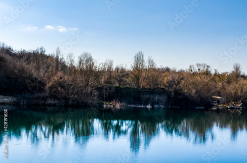 Water reflection in sand quarry lake