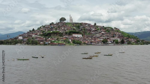 DRONE SHOT AT JANITZIO ISLAND IN MICHOACAN photo