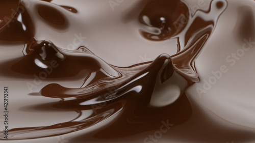 Splashing hot chocolate texture, close-up. photo