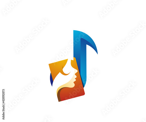 music woman icon logo design template