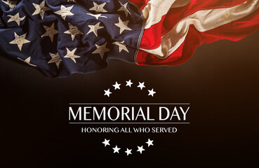 American flag with the text Memorial day.