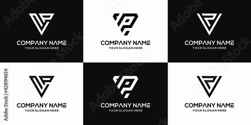 vp letter vector logo abstract template