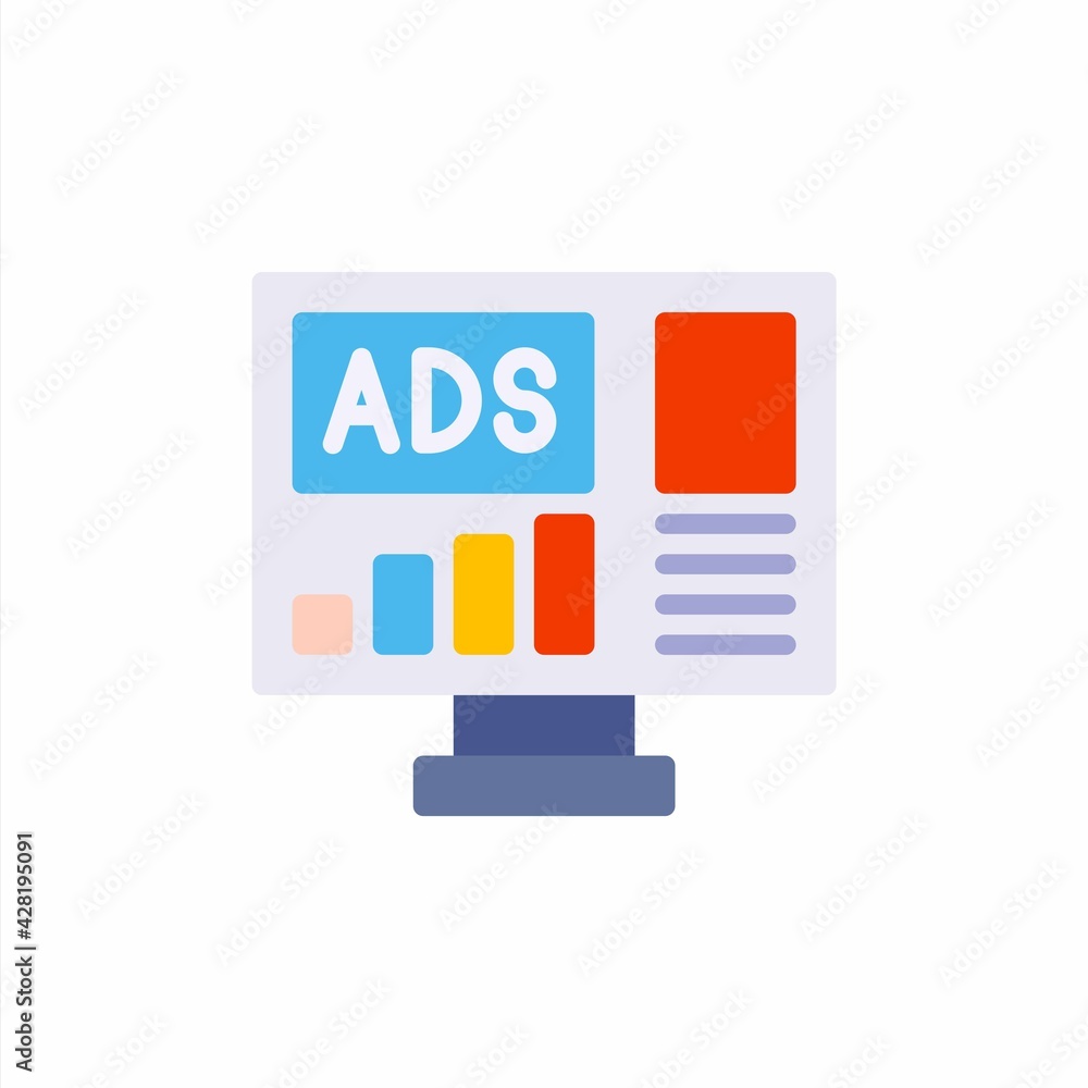 Advertiser dashboard icon in flat style. Vector icon illustration Advertiser dashboard icon in flat style. Vector icon illustration