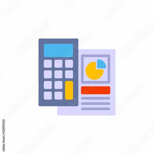Data calculation calculator icon in flat style. Vector icon illustration