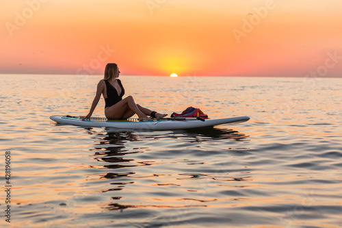 Kayaking. Woman traveling by kayak