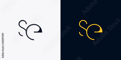 Minimalist abstract initial letters SE logo.