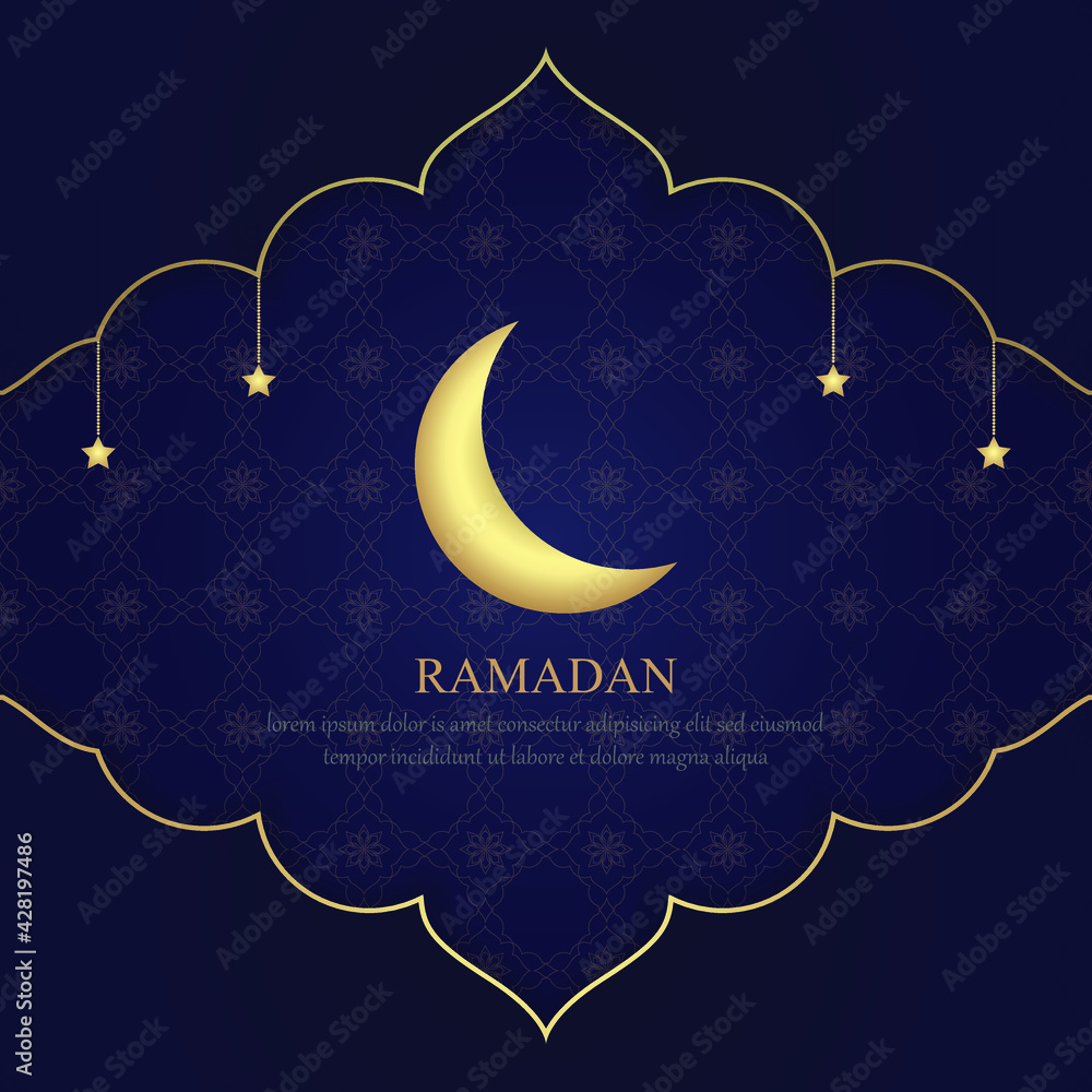 Ramadan Kareem template background with moon design. simple and elegant. dark blue background texture. for greeting cards, posters, promotions, social media, and graphic design. vector Ramadan Kareem template background with moon design. simple and elegant. dark blue background texture. for greeting cards, posters, promotions, social media, and graphic design. vector