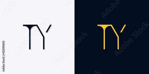 Minimalist abstract initial letters TY logo.