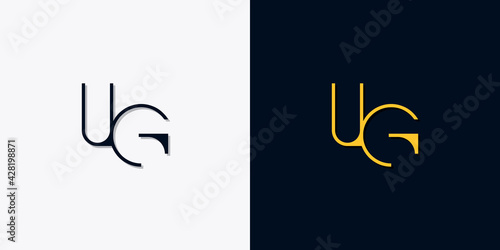 Minimalist abstract initial letters UG logo. photo
