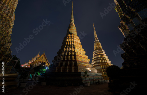 Asian temple city in the night with backlight 