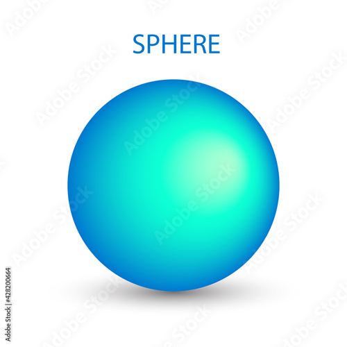 Vector blue sphere with gradients for for game, icon, package design, logo, mobile, ui, web, education. 3D ball on a white background. Spherical shape illustration