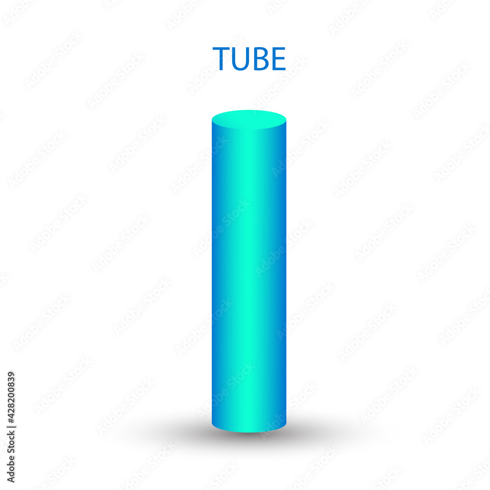 Vector blue tube with gradients and shadow for game, icon, package design, logo, mobile, ui, web, education. 3D elongated cylinder on a white background. Geometric figures for your design. Vector blue tube with gradients and shadow for game, icon, package design, logo, mobile, ui, web, education. 3D elongated cylinder on a white background. Geometric figures for your design.