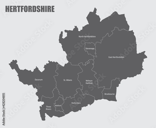 Hertfordshire county administrative map photo
