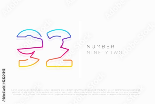 Number 92 ninety two logo icon design, vector template