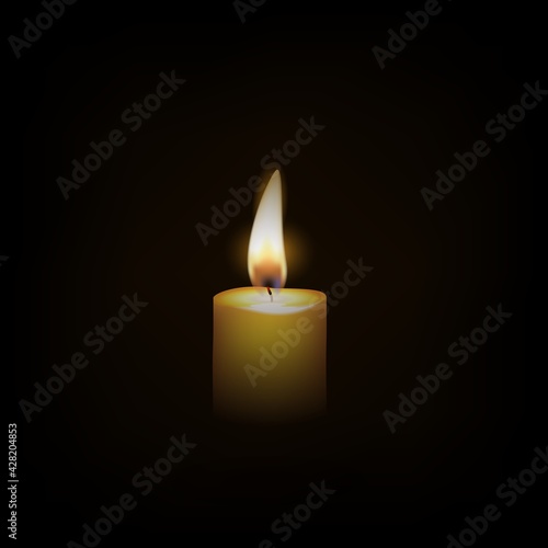 illustration of yellow candle on black background