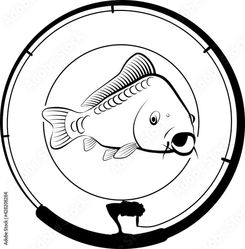 fishing badge with carp fish