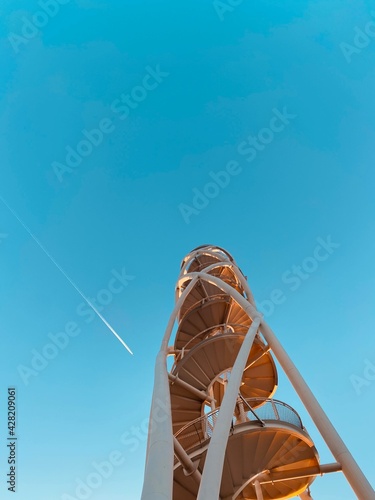 blue sky and flying plane 