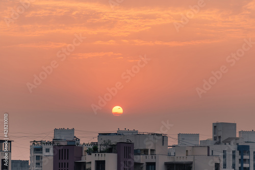 sunset in the city