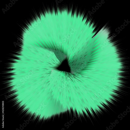 Fototapeta Naklejka Na Ścianę i Meble -  patterns and 3D designs based on a single low order mobius ring in shades of emerald green on a black background