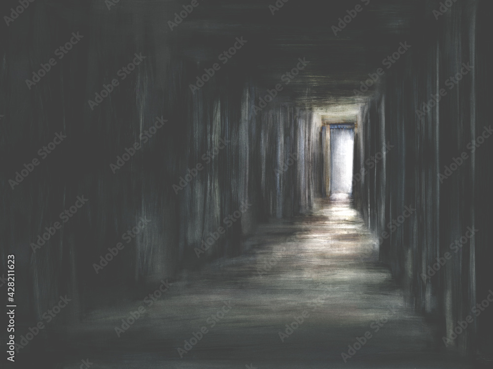 Illustration of creepy dark scary door Illustration of creepy dark scary door