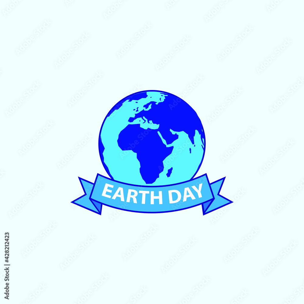 ribbon and earth for icons, symbols of save the world. Earth Day Logo Template
