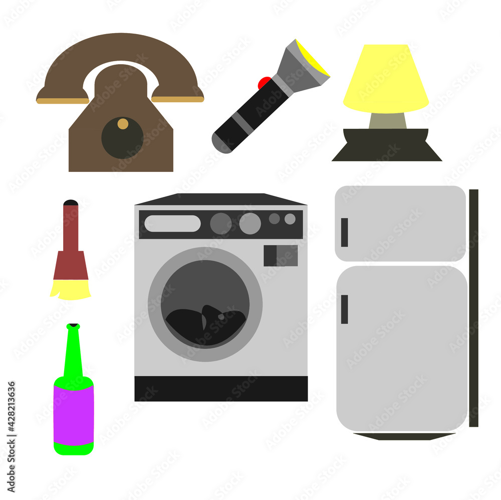 Vector illustration with objects around us on white background, can be used for icons Vector illustration with objects around us on white background, can be used for icons