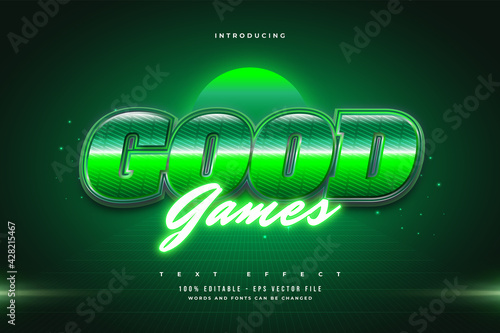 Editable Text Effect in Green Retro Style and Glowing Neon Effect