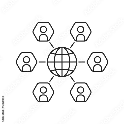 thin line global business community icon