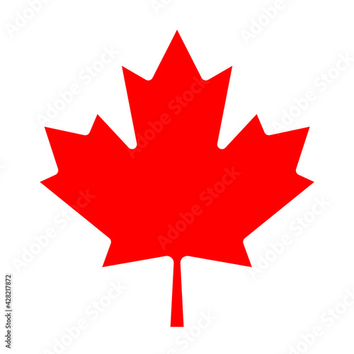Canvas Print Vector red maple leaf icon on white background