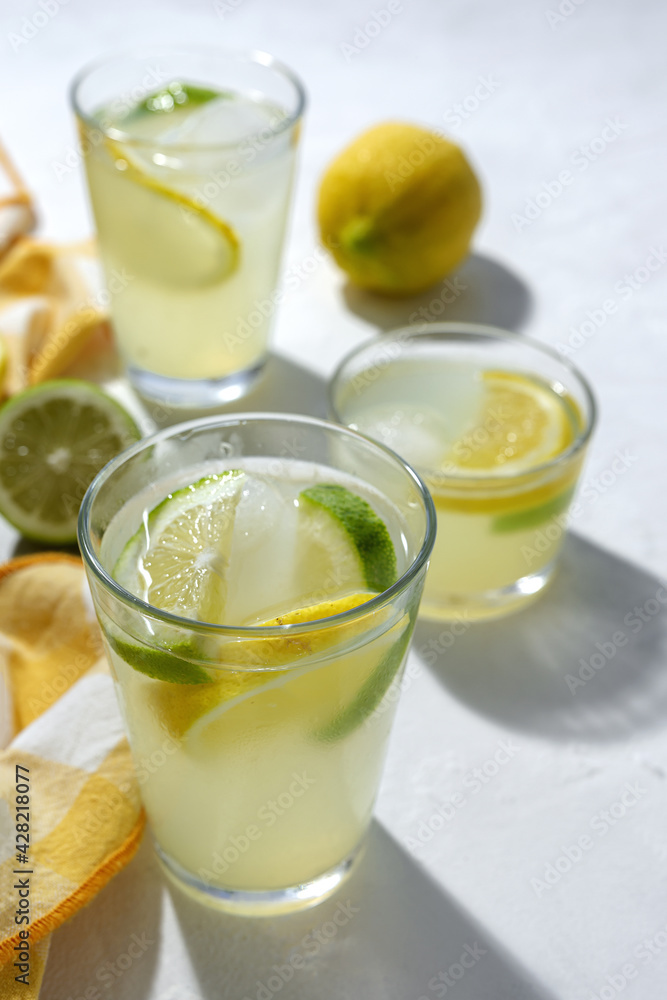 Refreshing homemade lemonade with ice and mint Refreshing homemade lemonade with ice and mint