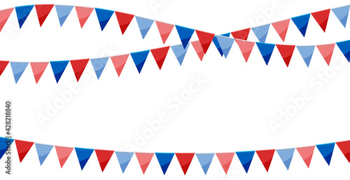 Holiday american flag ribbons bunting decoration.
