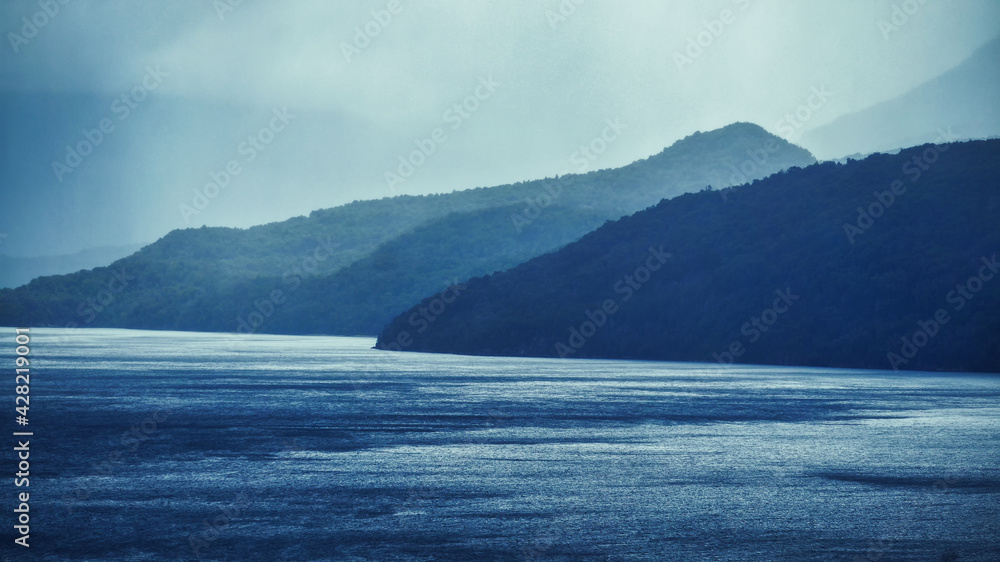 Landscape of lake Lacar on a stormy afternoon. San Martin de los Andes, Neuquen
Landscape of lake Lacar on a stormy afternoon. San Martin de los Andes, Neuquen