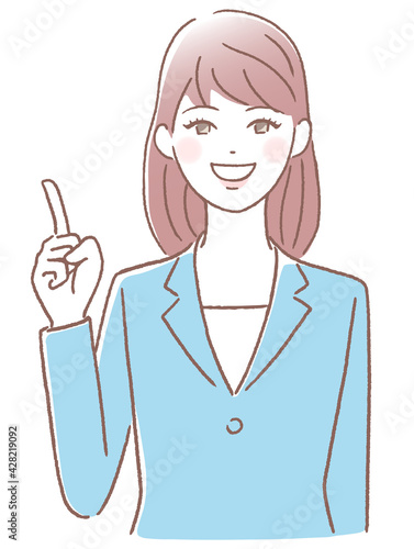 説明する若い女性
