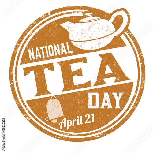 National tea day grunge rubber stamp