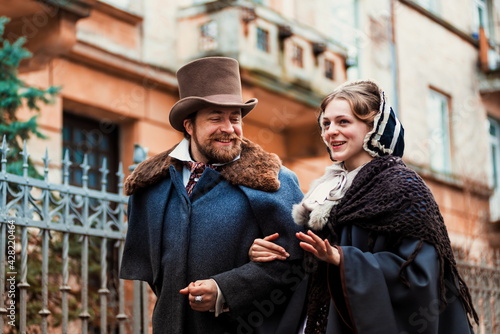Old victorian style fashion couple