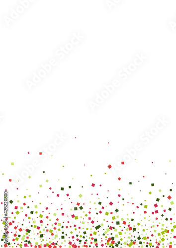 Dot Red Sprinkles Wallpaper. Festive Geometric Texture. Green Happy Confetti Frame. Rhombus Event Background.