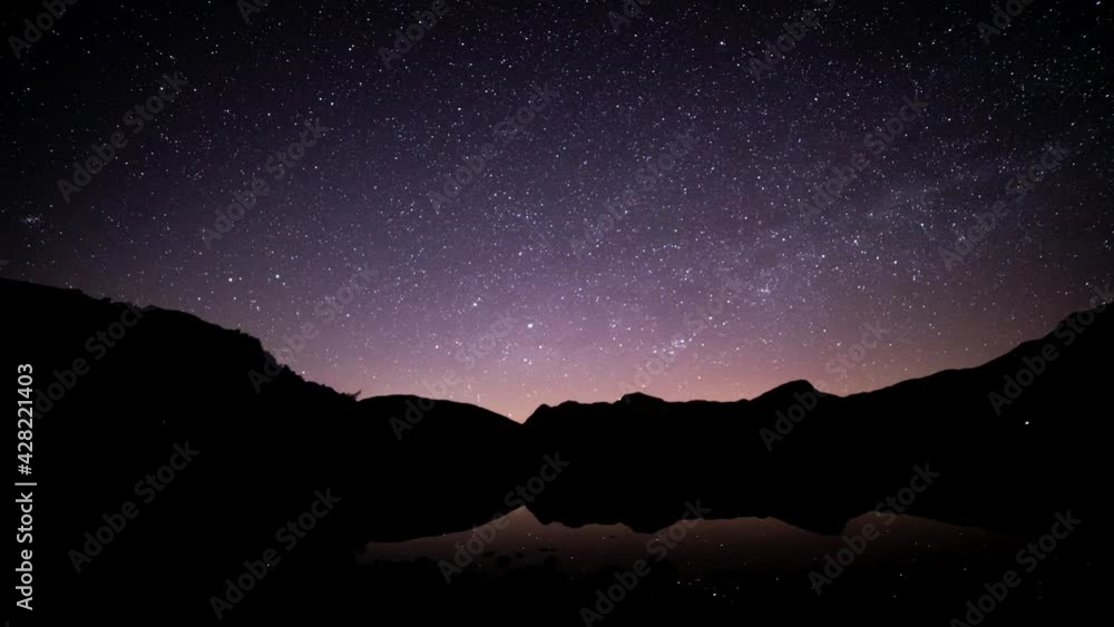 A time-lapse of the night sky over Blea Tarn in the English Lake District A time-lapse of the night sky over Blea Tarn in the English Lake District