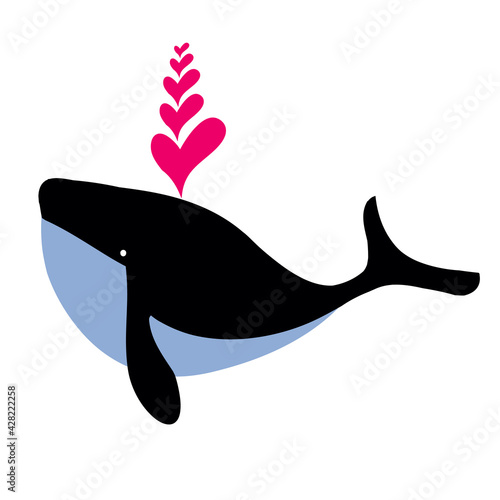 Photography Cute whale illustration, animals illustration,cartoon animals heart