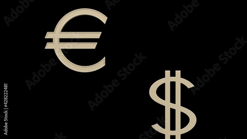 Video of the Euro and Dollar monetary logo