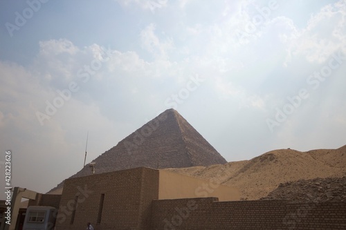 Great pyramid above Giza visitors center