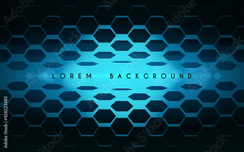 Abstract black and blue hexagonal background