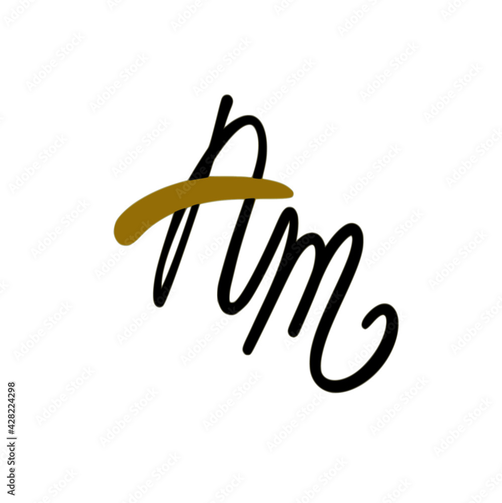 Fototapeta premium Am initial handwritten logo for identity