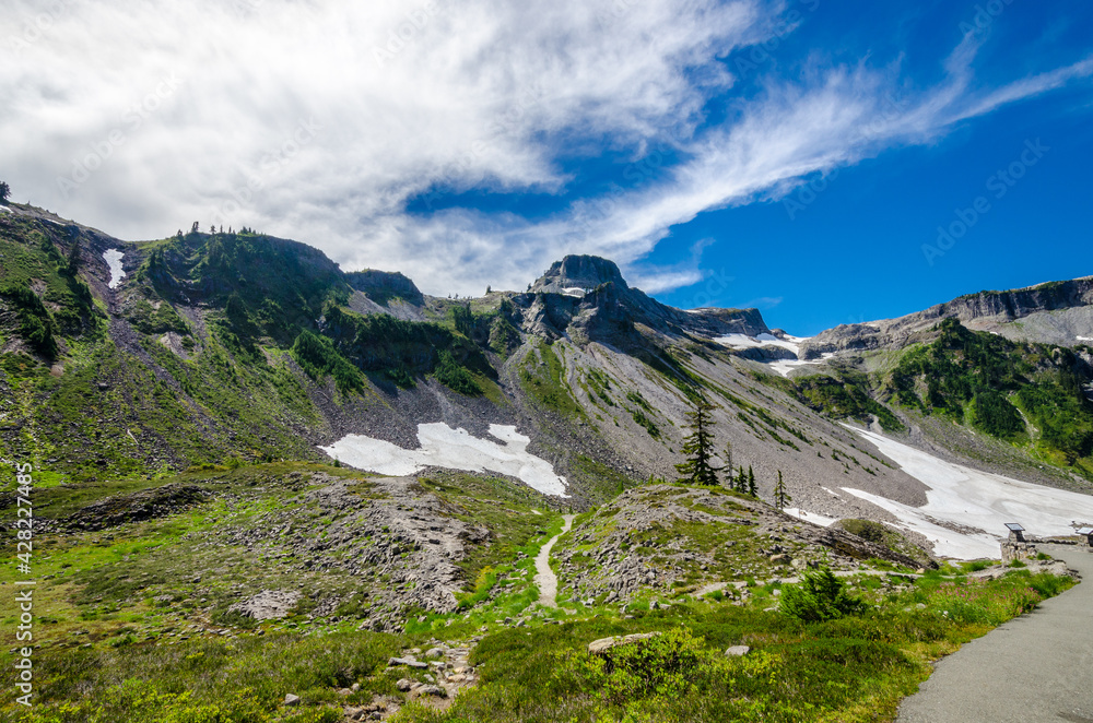 Fragment of Bagley Lakes Trail at Mount Baker Park in Washington, USA