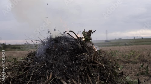 fire from the remains gathered from the field at the end of summer season
