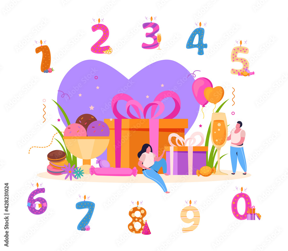Fototapeta premium Birthday Candle Digits Composition