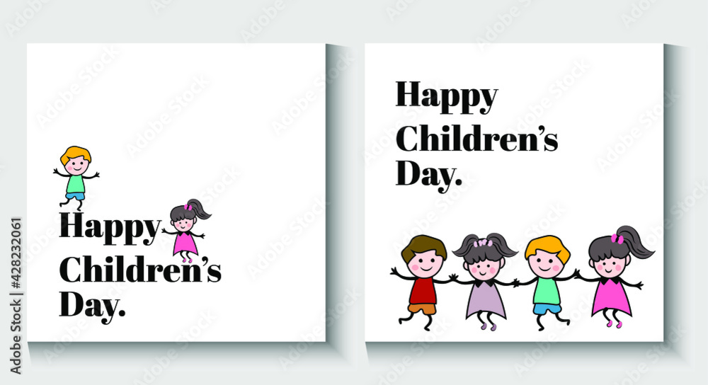 Fototapeta premium Happy children's day - editable vector illustration