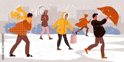 Umbrellas Under Snow Composition