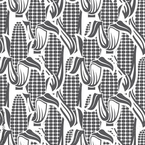 seamless pattern of corn cobs isolated on white background