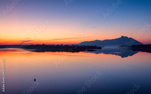 Sunrise over Mount  Promontorio del  Circeo  Latina  Lazio  Italy Monte Circeo or Cape Circeo is a mountain remaining as a promontory that marks the southwestern limit of the former Pontine Marshes.